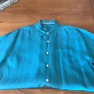 Tommy Bahama, Mens Teal Button Down, Linen, Size:XL, Great Condition!